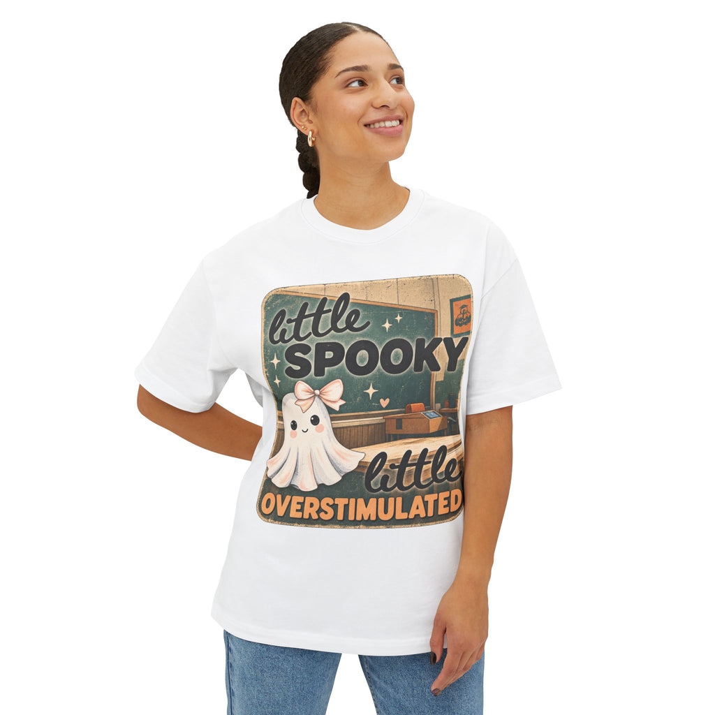 Little Spooky, Little Overstimulated Tee - Cute Ghost Graphic T-Shirt - Designed by SOAT