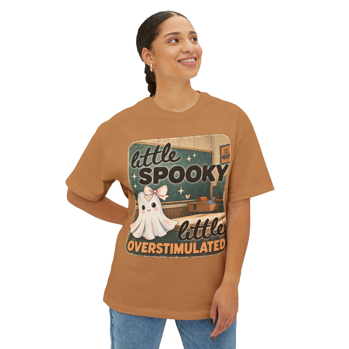 Little Spooky, Little Overstimulated Tee - Cute Ghost Graphic T-Shirt - Designed by SOAT