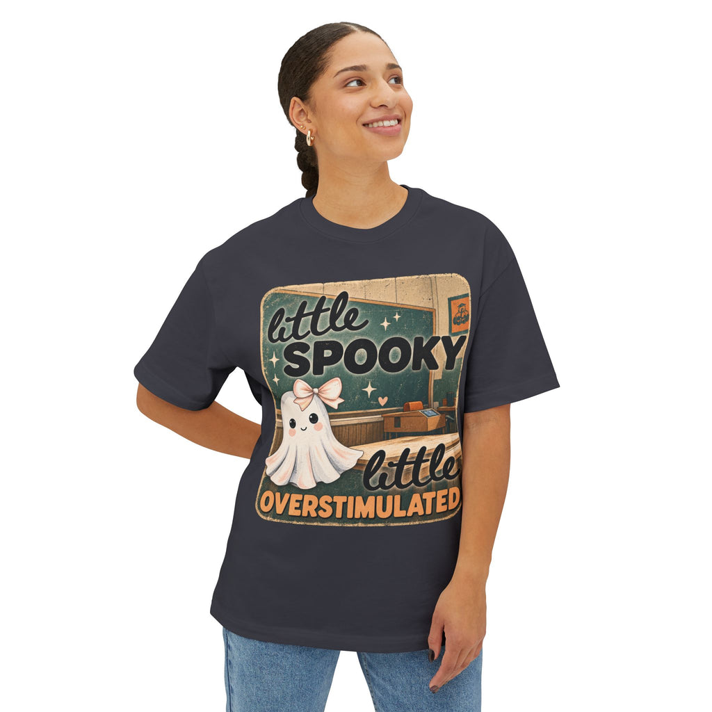 Little Spooky, Little Overstimulated Tee - Cute Ghost Graphic T-Shirt - Designed by SOAT